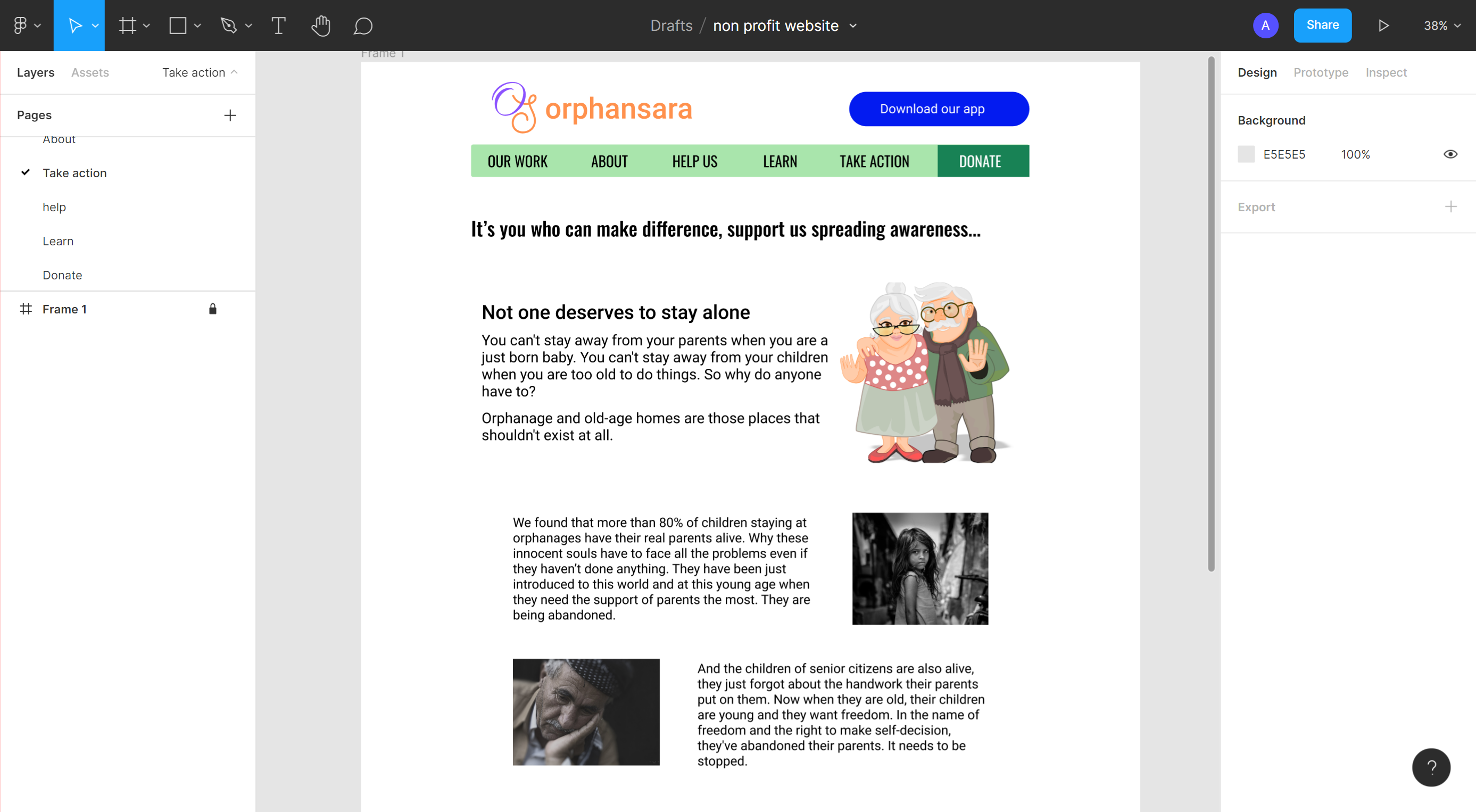 orphansara take action page